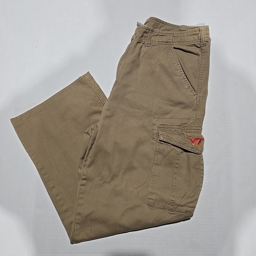 Joe College Brand Virginia Tech Hokies Mens Cargo Pants Sz 34x32 Tan Mens